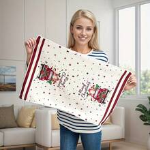 1pc Random Christmas Decorative Kitchen Towel, Featuring Fun & Ultra-Soft Microfiber Christmas Towel - Festive Cartoon Patterns With Snowflakes And Trees, High Absorbency, Suitable For Bathroom, Perfect For Christmas Decoration Shower Towels For Beauty Salon, Hotel Sports,Home Essentials, Towel, Skin Care