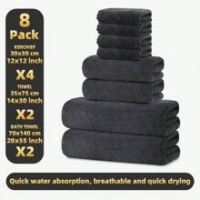 8 قطع مجموعة [4 مناديل + 2 منشفة يد + 2 منشفة حمام] مجموعة منشفات من الفليس المرجاني الأوروبي الزهري، ناعمة ورقيقة وصديقة للبشرة، منشفات امتصاص العرق للرياضة، فائقة الامتصاص وسريعة التجفيف، أغطية حمام مناسبة للجنسين، مناسبة للمنزل والنوم والجيم والحمام والمطبخ والشاطئ والسباحة والساونا و الشكر وعيد الهالوين، منشفات استحمام لصالون التجميل والفنادق والرياضة والمستلزمات المنزلية
