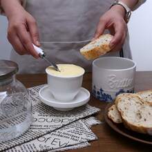 1pc American Country Style Ceramic Butter Dish, Restaurant Cheese Storage Jar With Lid, Household Butter Container - Butter Box - View 5