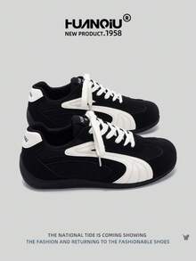 HUANQIU 2025 New Men's Shoes Men's Skateboard Shoes A Pair Of Fashionable Casual And High-Rise Breathable Home Office Outdoor Sports Shoes Multifunctional Lightweight And Comfortable Dexun Shoes Racing Shoes Casual Shoes Running Shoes Black And White Four-Season Shoes