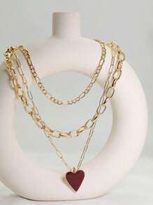 Vintage Color Heart Pendant Pearl Necklace For Women Girls Fashion Gold Color Chain Choker Necklaces