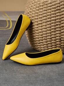 MonaNise Women's Pointed Toe Fashion Low Vamp Flats, Outdoor Casual Wear, Purple, Champagne, Red, Yellow, Black