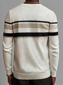 1pc Men's Casual Striped Knit Sweater, Autumn/Winter