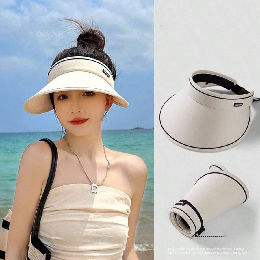 1pc Summer 2025 Collapsible Anti-UV Sun Hat, Outdoor Fishing & Cycling Essential Gear - Empty Top - View 1