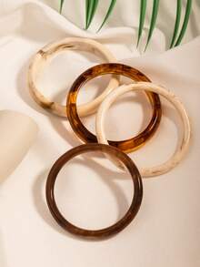 Bộ vòng tay nhựa nhuộm màu thủ công phong cách retro, phù hợp để đeo hàng ngày vào mùa thu/đông, mang hơi hướng thời trang châu Âu và Mỹ. - Màu tím - Xem 3
