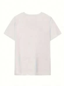 Camiseta informal estampada para mujer - 100 % algodón suave, estampado moderno, corte holgado: perfecta para cualquier look informal de diario. - Blanco - Ver 2