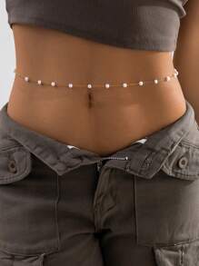Gold Waist Chain For Women, Sexy Layered Belly Waist Chain Waterproof Beads Chain Summer Non Tarnish Body Chain Jewelry Gifts For Women