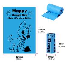 Hands-Free Sky Blue Portable Poop Bag Dispenser Clip With 4 Rolls (60 Bags) Included - Blue Floral Print Dog Waste Bags Holder For Travel, Walking, Pet Clean Up