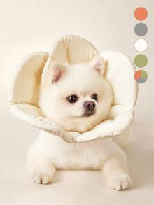 PETSIN 1pc Soft Fabric Flower Shaped Adjustable Cat Recovery Elizabeth Collar, Suitable For Cats And Dogs, All Seasons