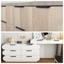 5 paquetes de tiradores de borde de dedo negro para gabinetes, armarios, cajones, manijas de gabinete de cocina, tiradores ocultos de aluminio moderno mate negro para puertas de armario