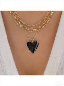 Vintage Color Heart Pendant Pearl Necklace For Women Girls Fashion Gold Color Chain Choker Necklaces