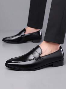 European & American Style Men's Formal Slip-On Loafers, Black, Ideal For Work Commute - Black - View 3