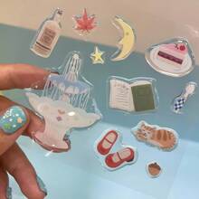 Ins韩版简约可爱黑猫气球果冻贴纸果冻浮雕DIY贴纸适用于日记本手机壳剪贴簿 - 彩色 - 查看 13