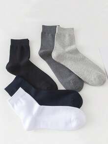 5 pares de meias masculinas sólidas, macias e versáteis, confortáveis para a pele