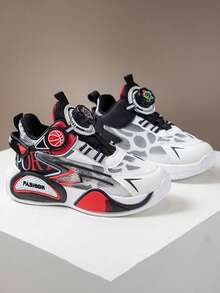 Back To School Boys' Shoes 2023 Spring New Rotating Buckle Basketball Shoes, Durable Non-Slip Sports Shoes For Big Kids, Girls' Sports Shoes