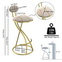 Set Of 2 Modern Velvet Bar Stools With Built-In Footrest, Gold Metal Frame Counter Height Stools, Anti-Scratch Upholstered Kitchen Stools For Dining & Home Bar Gold - Gold - View 2