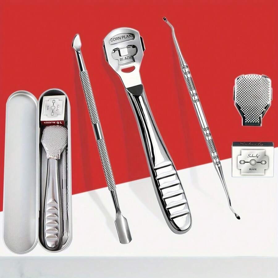Stainless Steel Foot Care Tool Set, Includes Callus Remover, Suitable For Foot Scraping, Pedicure, Foot Friction Removal