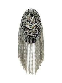 1PC Decorative Shoulder Pad Jewelry Tassel Rhinestones Gold Epaulettes Clothing Accessories Brooch Epaulet For Formal Suit Male - Yellow Gold - View 16