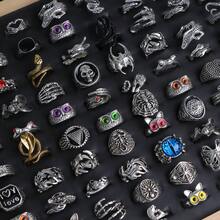 10pcs/Set Vintage Punk Gothic Style Rings, Animal Skull Eye Design, Hip Hop Party Gift, Friend Gift, Daily Accessory