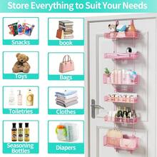 Over Door Organizer Storage Separable Door Organizer Hanging With 6 Metal Large Capacity Baskets For Bathroom Bedroom Kitchen Pantry Closet Pink - 粉色 - 查看 7
