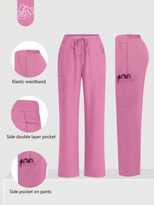 cimmuovere Women's /Nursing Pants, Comfortable Pants, Solid Color Simple Multi-Pocket Pants - Màu Hồng Tươi - Xem 1