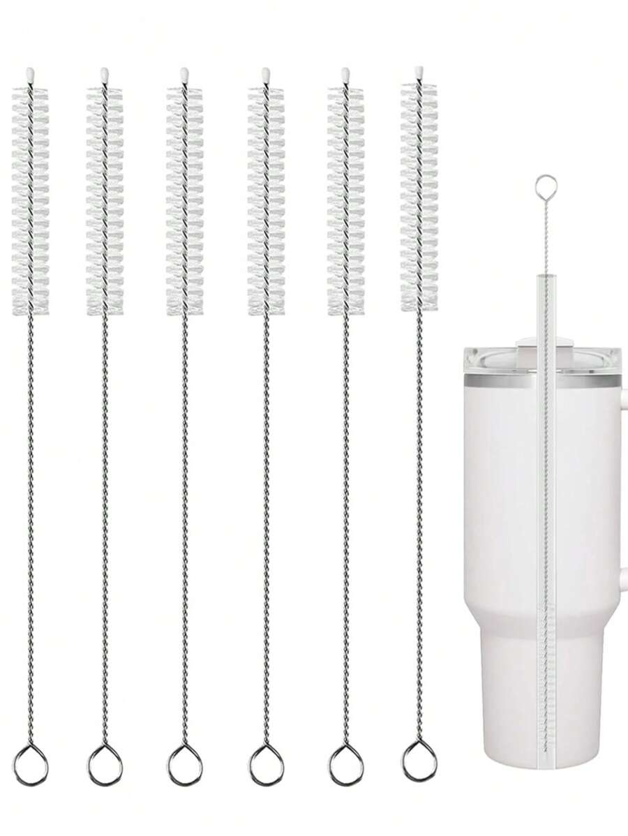 5件装304不锈钢吸管刷适用于杯子、水壶、管道、键盘、多用途清洁刷 - 白色 - 查看 1