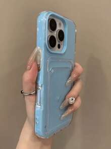 2 in 1 Süßigkeiten-Farbige Kartenfach Handyhülle kompatibel mit iPhone 16 15 14 13 12 11 Pro Max 16Plus, einfache stoßfeste klare weiche Hülle, wasserdicht, kratzfest und sturzfest - Himmelblau - Übersicht 2