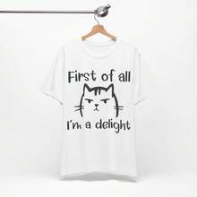 First Of All I'm A Delight Shirt, Comfort Colots Raccoon Shirt, Funny Raccoon Shirt, Cute Sarcastic Shirt, Raccoon Lover Shirt,Family Shirt, Comfort Colots Shirt,Spring/Summer Graphic Tees Women Tops - 白色006 - 查看 3