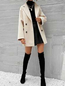 Modischer & vielseitiger einfarbiger Doppelreiher Mantel, Herbst/Winter