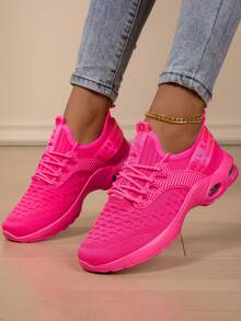2025 New Breathable Versatile Casual Women's Lace-Up Comfortable Air Cushion Fashion Women's Running Shoes, Most Popular Classic Women's Shoes - Hot Pink - View 2