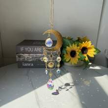 1pc Moon Star Crystal Pendant Crystal Sun Catcher Hanging Window Home Decoration Light And Shadow Wind Chime,Halloween,Spooky,Autumn,Holiday,Festival,Home Decor ,Room Decor,Wall Decor Gifts Birthday Graduation