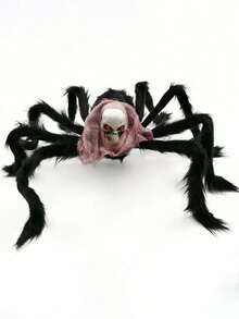1pc Halloween / Christmas Plush Spider, Ghost Head Spider, Horror Spider, Foam Skull Head, Escape Room Prop