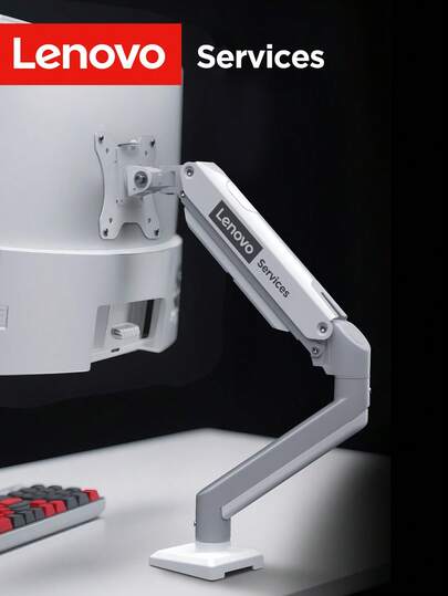 Lenovo Soporte de monitor de metal premium, soporte de pantalla universal, soporte de liberación rápida, brazo elevador ajustable de escritorio, soporte de monitor de computadora giratorio, soporte de computadora de oficina, brazo mecánico de pantalla
