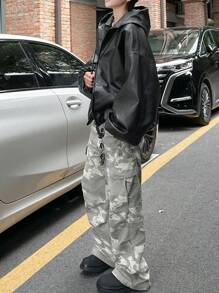 Men's Long Sleeve Fashion Loose Short Hooded PU Leather Jacket, Grunge, Fall/Winter