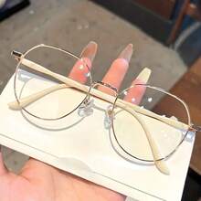 Delicate Polygon Decorative Eyewear Ornament With Soft Blue Temples, Elegant Minimalist Statement Piece For Young Women, Ideal For Summer Beach Vacation, Seaside Leisure Moments, Graduation Season Events, Road Trip Adventures, Camping Holiday Getaways, 2026 Must-Have Fashion Staple For Daily Styling, Office Commute, Party Gatherings, And All Summer Scenarios, Adds A Gentle Fresh Vibe To Any Outfit, Perfect For Creating Refined Eye-Catching Looks On Vacation And Everyday Occasions - Blue - View 9