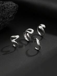 Set de 4 anillos de metal de aleación con formas únicas y personalizados para hombres - Apertura - Ver 6