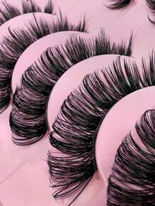 HINARIN 10对装俄罗斯浓密型假睫毛 DD卷翘仿貂毛假睫毛 纤长蓬松柔软纤长假睫毛 可重复使用 自然妆效假睫毛 - 俄羅斯條狀假睫毛 - 查看 6