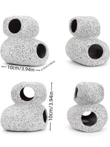 水族箱隐蔽岩石洞穴，斗鱼缸配件隐藏处装饰，斗鱼玩具隧道鱼洞，陶瓷和玻璃容器配件，适用于：水生宠物的繁殖、玩耍和休息