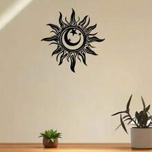 Arte de parede de metal com explosão de sol boêmio, 1 peça de decoração de parede com explosão de sol com orientação transversal, placa de praia para áreas internas e externas, arte à beira da piscina, frontões de parede de metal sem energia, sem penas, decoração para casa, decoração de quarto, presentes de decoração de parede, aniversário, formatura, decoração de cozinha