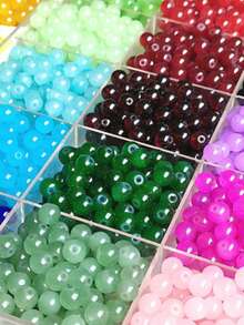 beadia 6/8Mm 500pcs Solid Color Glass Loose Beads Necklace Making Beads Handwoven Additions - Multicolor - View 3