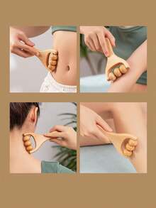 1/2-częściowy przenośny, ręczny, drewniany wałek do masażu, odpowiedni do odblokowywania meridianów i utrzymania zdrowia kręgów szyjnych, talii i nóg, do szkoły, na powrót do szkoły, w podróży, w podróży, w domu, w spa, do masażu, masaż, masażer, spa