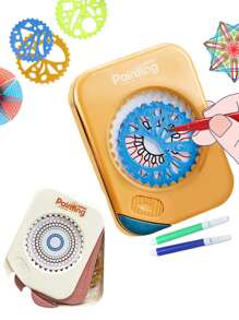 NEUSNEY Multi-Functional Protractor Drawing Set, Creative Painting Tools With Brush, Stickers, DIY Fun Drawing For Students & Kids, Halloween & Christmas Gift, Some Accessories Random