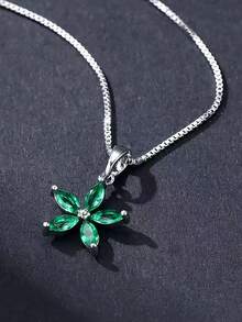 1 件可爱的 5 瓣蓝色锆石泪珠项链，订婚/婚礼/日常珠宝 - 吊墜項鍊 - 查看 17