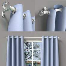 5/8英寸窗帘杆，搭配透明水晶装饰尖顶，有白色、黑色、金色、银色可选，适合28至144英寸的窗户。易于安装的坚固窗帘杆支架套装。适用于卧室、厨房、客厅、餐厅或办公室，现代优雅风格，外观简约时尚！