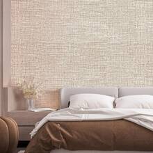 1 Roll Of Self-Adhesive Vinyl Wallpaper, Light Brown Detachable Fabric Wallpaper, Easy To Peel Off And Paste, Used For Home Decoration, Living Room, Bedroom, Office, Countertop, Drawer/Texture Wall Cover Wallpaper