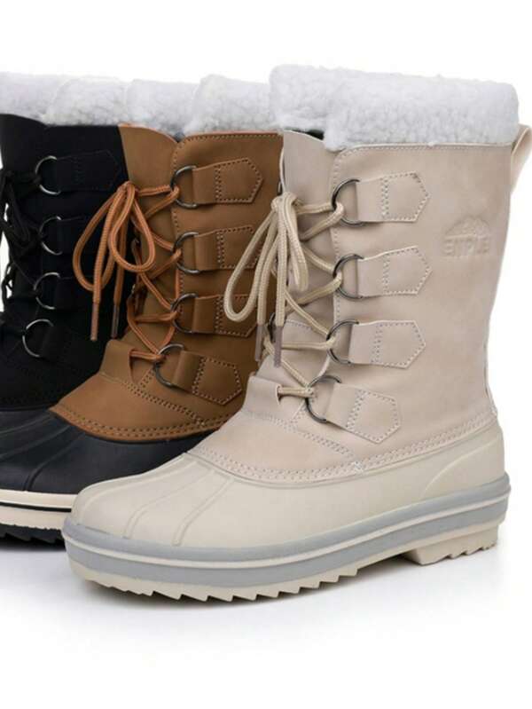 Women's Waterproof Hunting Duck Boots, Warm Snow Boots, Lace-Up Mid-Calf Outdoor Ski Shoes
