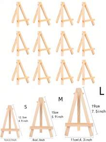 1件/3件/10件-木制三脚架照片架桌面装饰户外婚礼架适用于户外婚礼装饰派对用品木制照片架，木制桌面支架展示架迷你手机平板电脑支架 - 米色 - 查看 3