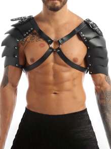 中世纪双肩甲、骑士紧身衣胸甲、战士派对服装、PU 皮革配饰、万圣节主题角色扮演道具、化妆舞会用品