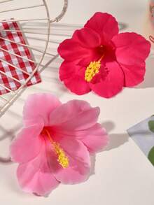 2件套春夏波西米亚风粉色仿五瓣花发夹，优雅甜美海滩度假刘海装饰发饰，爪夹，发爪，发夹，发卡，发夹，新年魅力，头部饰品，发卡 - 彩色 - 查看 3