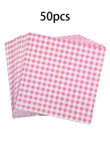 50张/100张/500张防油纸衬垫三明治包装纸，方格蜡纸，4色蜡纸，厨房烘焙纸蛋糕盒衬垫吸油纸格子盘衬垫汉堡面包三明治涂层纸 - 彩色 - 查看 13